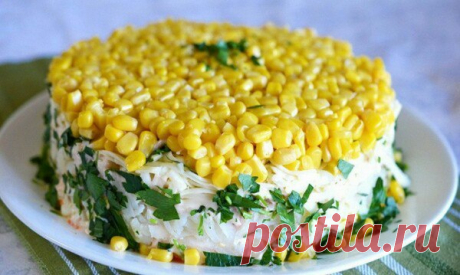 Салат с грибами, яйцами и кукурузой