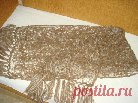 Ажурный палантин на газетке. МК с фото