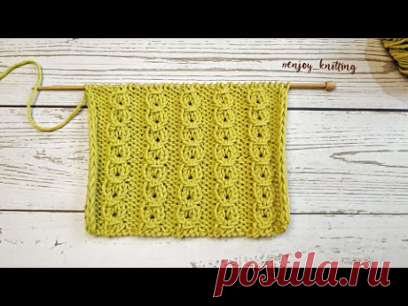 КРАСИВЫЙ Узор Спицами (резинка) из обвитых петель | How to knit Coffee Bean stitch
