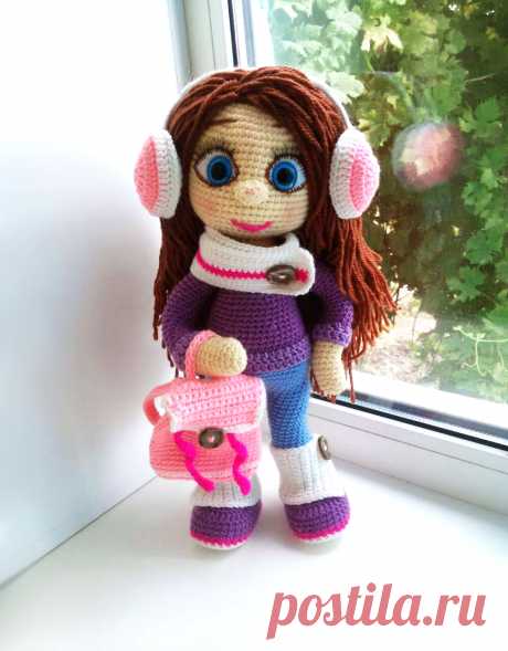 PDF Модница крючком. FREE crochet pattern; Аmigurumi doll patterns. Амигуруми схемы и описания на русском. Вязаные игрушки и поделки своими руками #amimore - большая кукла, каркасная куколка, девочка.