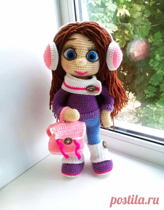 PDF Модница крючком. FREE crochet pattern; Аmigurumi doll patterns. Амигуруми схемы и описания на русском. Вязаные игрушки и поделки своими руками #amimore - большая кукла, каркасная куколка, девочка.