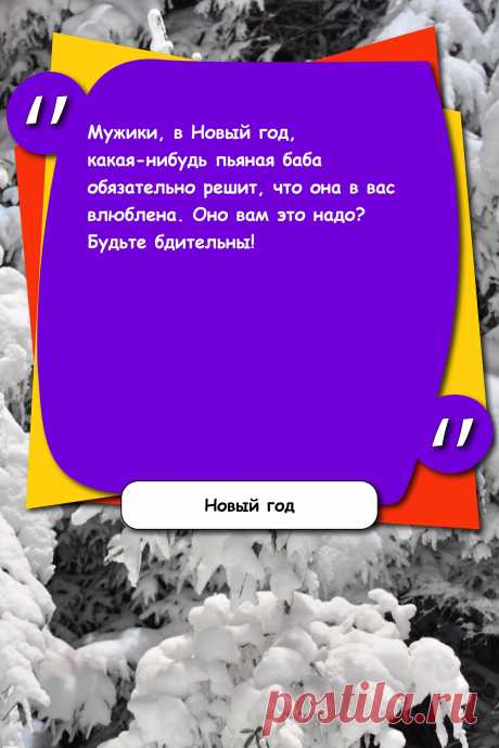 Цитата про «Новый год» — Мужики, в Новый год, какая-нибудь пьяная баба…