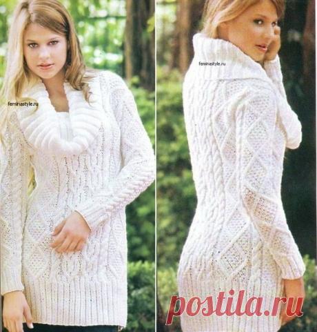 Вяжем пуловер с узорами

Удлиненный пуловер с миксом узоров (можно увеличить) выполнен спицами

Размер 40
Вам потребуется:
800 г пряжи (100 % акрил) средней толщины белого цвета.
спицы № 4,5 и 5.

Резинка 2x2: вязать попере­менно 2 лиц., 2 изн. Изн. р. вязать по рисунку.
Резинка 3x1: вязать попере­менно 3 лиц., 1 изн. Изн. р. вязать по рисунку.
Резинка 3x2: вязать попеременно 3 лиц., 2 изн. Изн. р. вязать по рисунку. Резинка 3x3: вязать по­переменно 3 лиц., 3 изн. Изн. р. ...