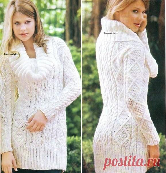 Вяжем пуловер с узорами

Удлиненный пуловер с миксом узоров (можно увеличить) выполнен спицами

Размер 40
Вам потребуется:
800 г пряжи (100 % акрил) средней толщины белого цвета.
спицы № 4,5 и 5.

Резинка 2x2: вязать попере­менно 2 лиц., 2 изн. Изн. р. вязать по рисунку.
Резинка 3x1: вязать попере­менно 3 лиц., 1 изн. Изн. р. вязать по рисунку.
Резинка 3x2: вязать попеременно 3 лиц., 2 изн. Изн. р. вязать по рисунку. Резинка 3x3: вязать по­переменно 3 лиц., 3 изн. Изн. р. ...