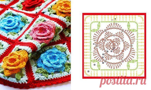 Вязание "Квадрат в цвету"