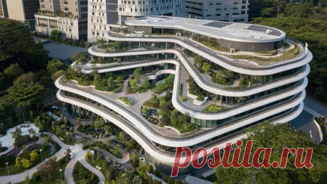 Eric Parry Architects staggers garden terraces down curving Wilmar HQ