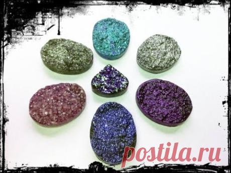 Tutorial pasta polimerica. Come fare cabochon in pasta polimerica effetto druzy DIY