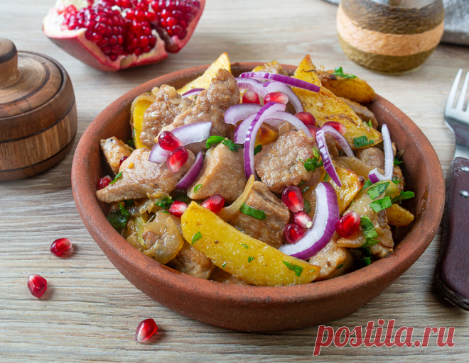Оджахури - жареное мясо с картофелем по-грузински - вкусные проверенные рецепты, подбор рецептов по продуктам, консультации шеф-повара, пошаговые фото, списки покупок на VkusnyBlog.Com