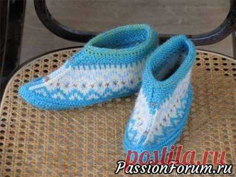 Жаккардовые мокасины. Описание | Вязание спицами аксессуаров