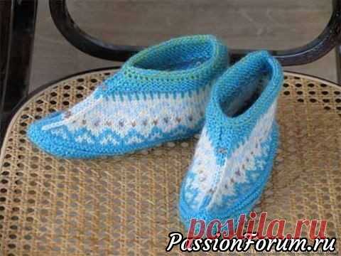 Жаккардовые мокасины. Описание | Вязание спицами аксессуаров