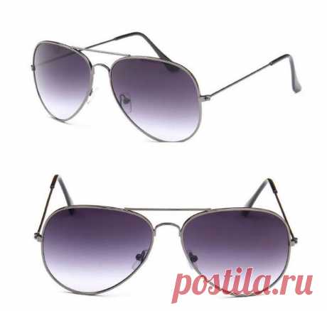 Солнцезащитные очки-авиаторы с металлической тонкой оправой и линзой серый градиент за 185 грн. | Шафа