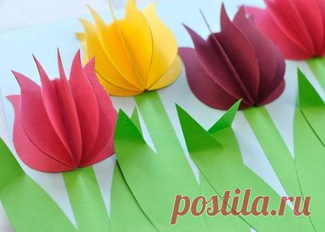 Объемные тюльпаны из цветной бумаги — Сделай сам, идеи для творчества - DIY Ideas