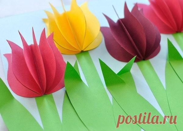 Объемные тюльпаны из цветной бумаги — Сделай сам, идеи для творчества - DIY Ideas