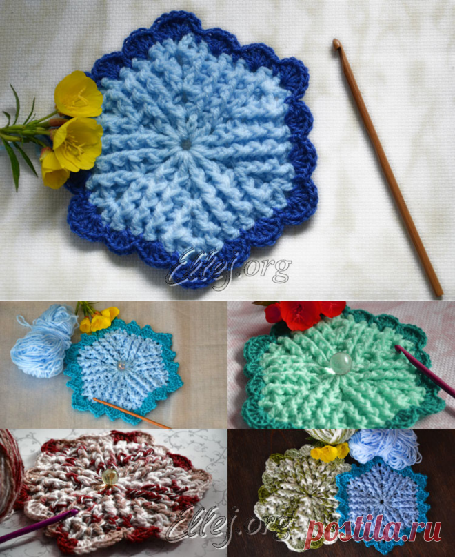 Рельефная подставка-коврик | Crochet by Ellej | Вязание крючком от Елены Кожухарь