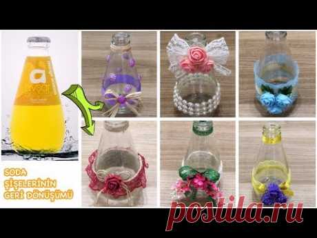 Soda şişeleri İle Geri dönüşüm / Dekoratif Cam Şişe Süsleme // DIY Waste Glass Bottle Decoration