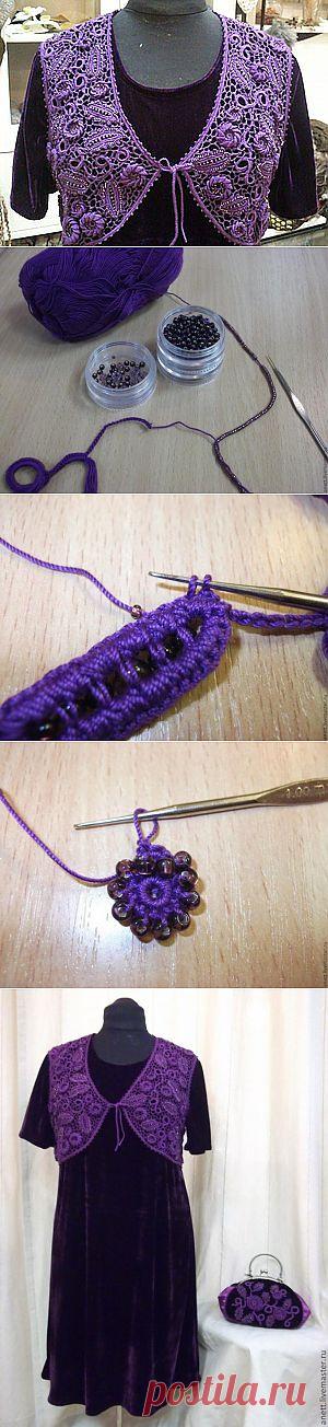 Мастер-класс создания жилетки в технике ирландского кружева с использованием бисера.