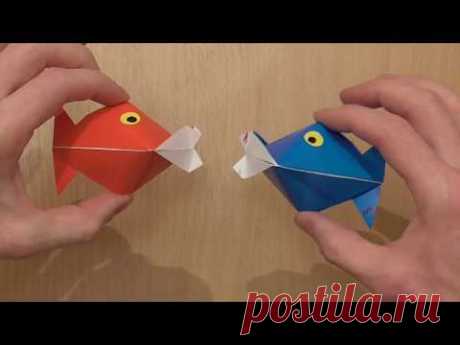 Открывает рыба рот оригами, Opens fish mouth of origami