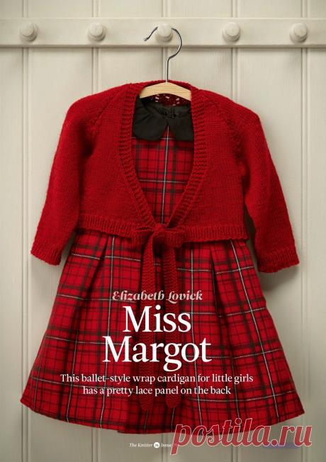 Вязание девочкам болеро Miss Margot спицами с ажуром на спинке.