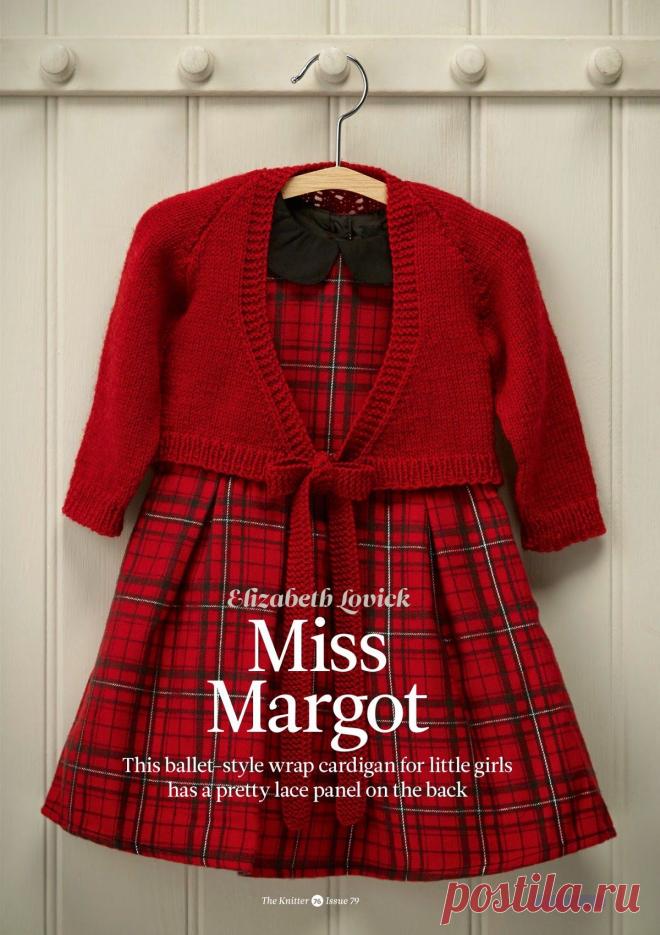 Вязание девочкам болеро Miss Margot спицами с ажуром на спинке.