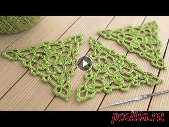 Треугольный МОТИВ вязание крючком МАСТЕР-КЛАСС схема вязания crochet lace triangle motif pattern Instagram: @Уроки ВЯЗАНИЯ Литке Татьяны @Уроки ВЯЗАНИЯ для начинающих Ажурные мотивы крючком МК: ЛЕНТОЧНОЕ КРУЖЕВО мастер-классы: КВАДРАТНЫЕ МОТИВЫ кр...