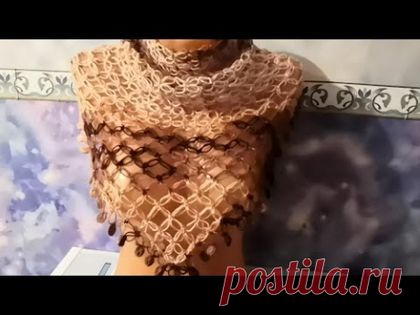 Бактус ажурный крючком, соломоновыми петлями. Мини-шаль, ажур.