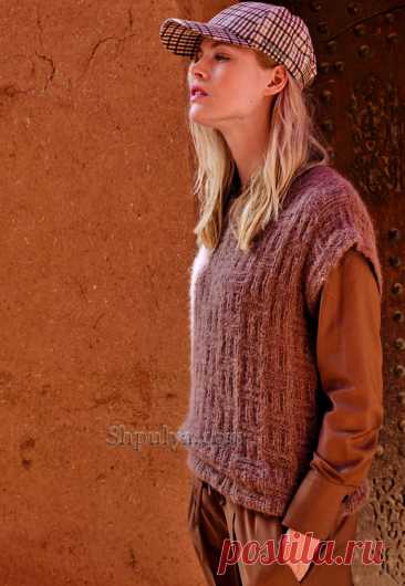 Жилет с простым структурным узором — Shpulya.com - схемы с описанием для вязания спицами и крючком