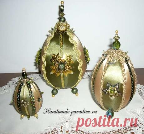 Шелковые пасхальные яйца в технике кинусайга - Handmade-Paradise