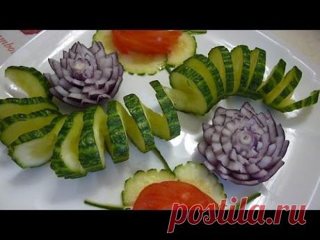 Украшения из огурца.(спираль) Украшения из овощей. Decoration Of Vegetables - YouTube