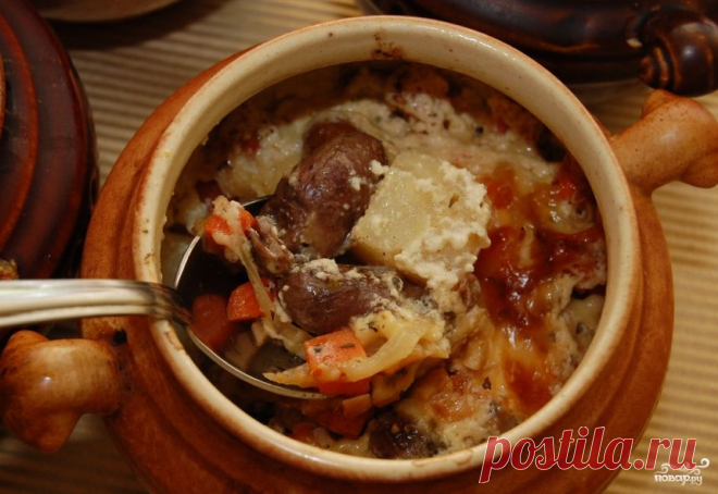 Куриные сердечки в горшочках - пошаговый кулинарный рецепт на Повар.ру