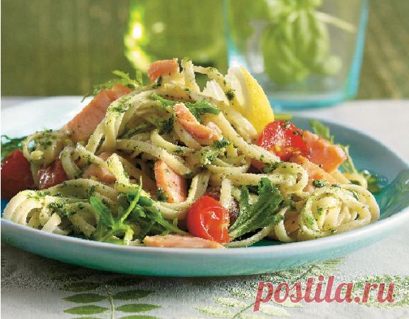Паста с копченым лососем и лимонным песто | Просто. Вкусно