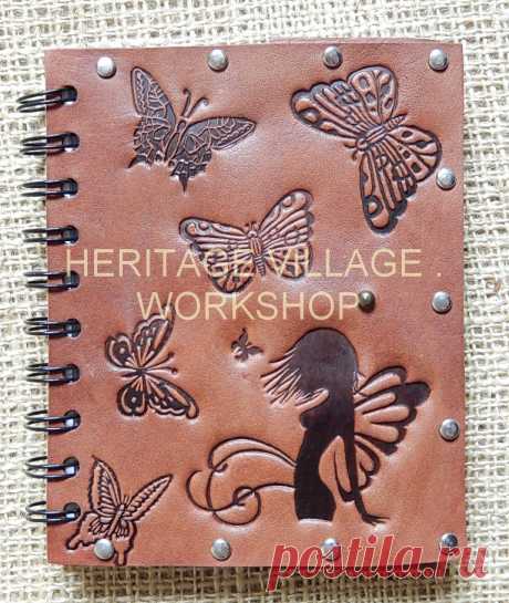 Сувенирный блокнот с кожаной обложкой ручной работы . #butterfly , #handmade , #leathercraft , #leather , #блокноты_ручной_работы , #кожаный_блокнот , #сувенирный_блокнот