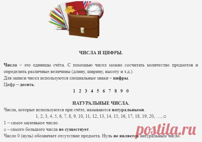 Правила по математике - шпаргалка