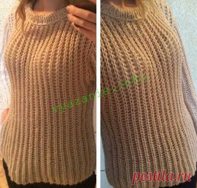 Джемпер спицами английской резинкой. Пошагово. | Vyazanie.info | Яндекс Дзен