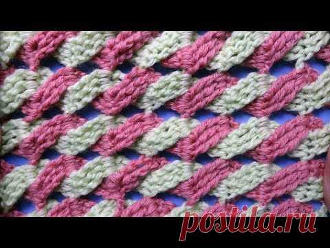 Начинаем вязать – Видео уроки вязания » “Двухцветная косичка” – Узоры вязания крючком – Видео урок №32