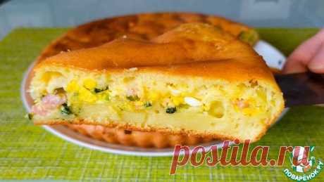 Заливной пирог с беконом и яйцом Кулинарный рецепт
