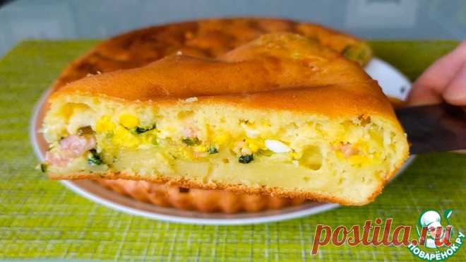 Заливной пирог с беконом и яйцом Кулинарный рецепт