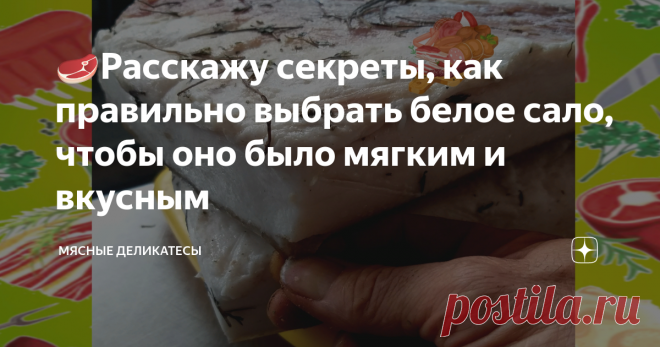 🥩Расскажу секреты, как правильно выбрать белое сало, чтобы оно было мягким и вкусным