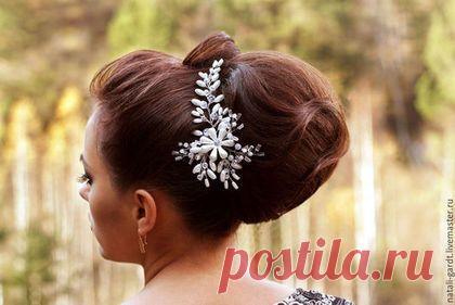 Купить Украшение в прическу "Романтика осени" - белый, свадебное украшение, Украшение ручной работы