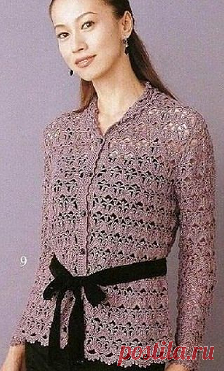 Ажурный кардиган (вязание крючком).