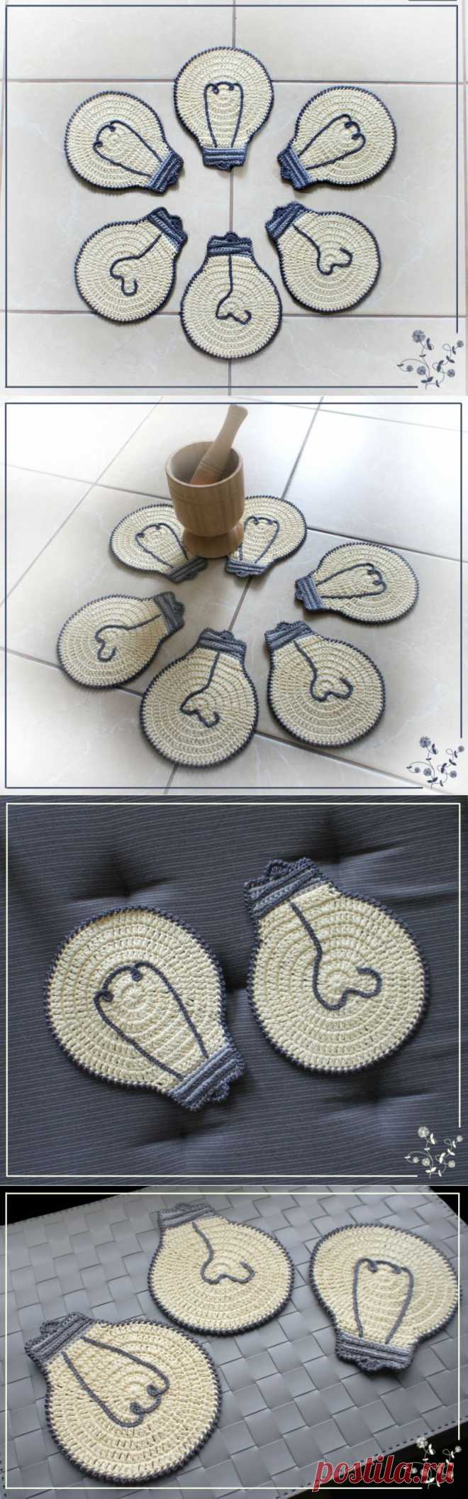 Комплект вязаных подставок "Лампочки"