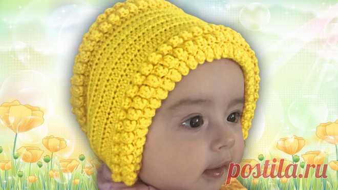 ✅ШАПОЧКА, ЧЕПЧИК, для новорожденных,  вязание КРЮЧКОМ, для начинающих