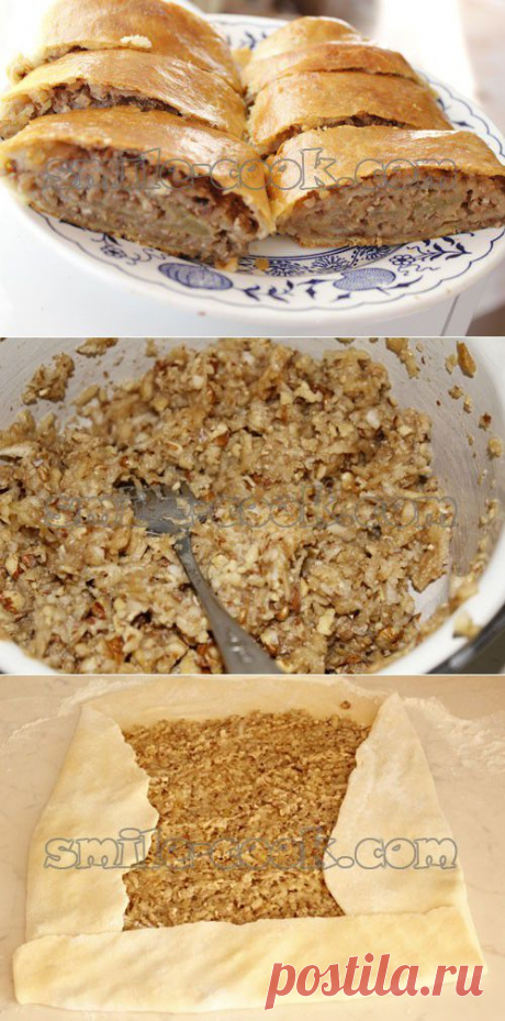 Рулет с яблоками и орехами - рецепт приготовления