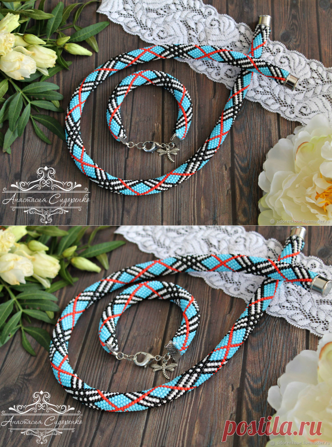 Жгут из бисера колье на шею 