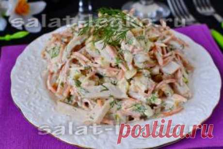 Салат с копченой курицей и корейской морковью, рецепт