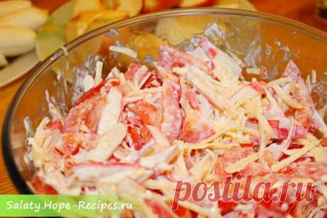 Красное море — салат с крабовыми палочками и помидорами « Рецепты салатов