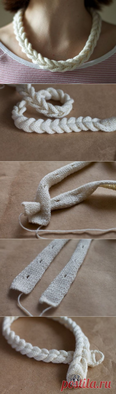 Интересный способ вязаной косички
