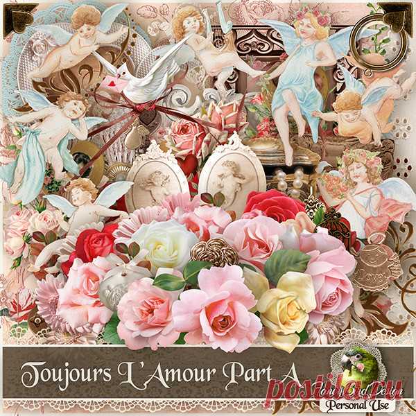 Винтажный скрап-набор к ню Св.Валентина «Toujours lamour»