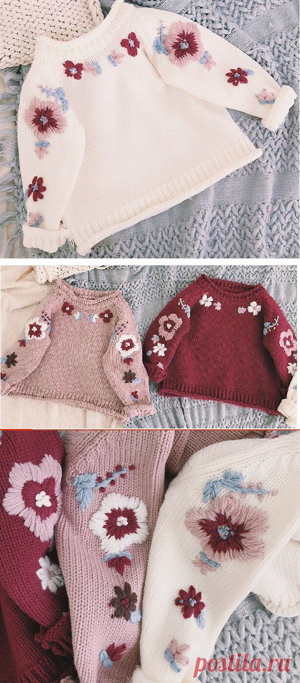 Красивый и модный джемпер с вышивкой для девочки | Поделки, рукоделки, рецепты | Яндекс Дзен