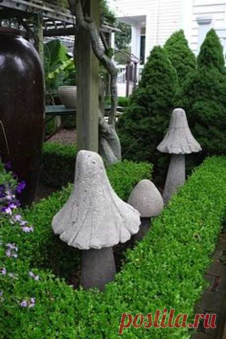 Cement #mushrooms in the #garden