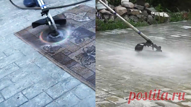 Как сделать турбо щетку для триммера которая моет все Чтобы быстро и качественно стирать ковры, мыть тротуарную плитку или печатный бетон можно сделать специальную насадку на садовый электрический триммер или мотокосу. С ее помощью удастся убрать пятна и выскрести грязь из углублений не хуже, чем мойкой высокого давления.Материалы:щетки для ковров – 3